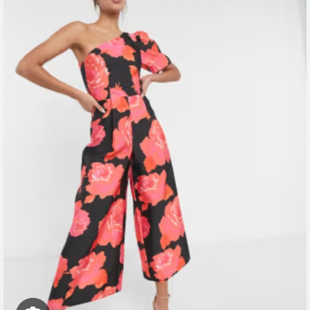 Asos Women’s Floral One-Shoulder Jumpsuit - Size 14